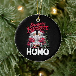 Santas Favourite Homo Gay Christmas LGBTQ Pride Ceramic Tree Decoration