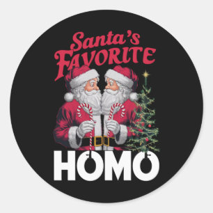 Santas Favourite Homo Gay Christmas LGBTQ Pride  Classic Round Sticker