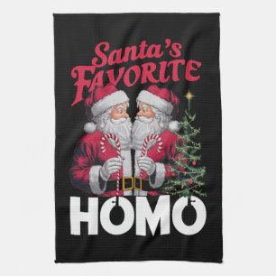 Santas Favourite Homo Gay Christmas LGBTQ Pride  Tea Towel