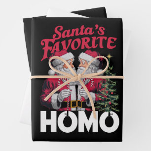 Santas Favourite Homo Gay Christmas LGBTQ Pride  Wrapping Paper Sheet