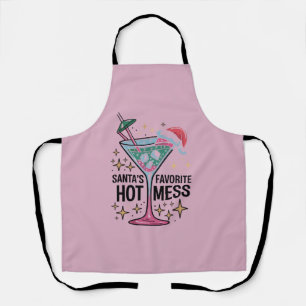 Santa's Favourite Hot Mess Vintage Ugly Christmas  Apron