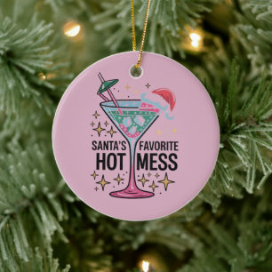 Santa's Favourite Hot Mess Vintage Ugly Christmas  Ceramic Tree Decoration