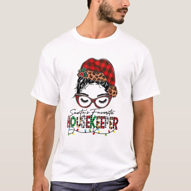 Santa's Favourite Housekeeper Christmas Buffalo Pl T-Shirt (Front)