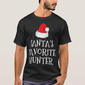 Santa'S Favourite Hunter Christmas Funny Hat Xmas  T-Shirt