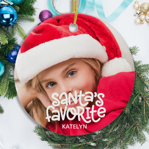 Santa's Favourite Kids Baby Photo Christmas Ceramic Tree Decoration