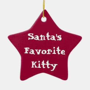 Santas Favourite Kitty Orna Ceramic Tree Decoration