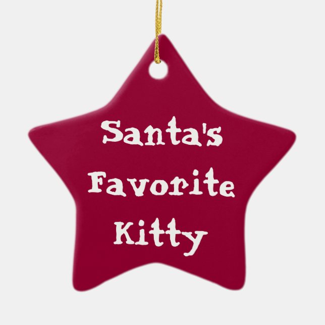 Santas Favourite Kitty Orna Ceramic Tree Decoration (Front)