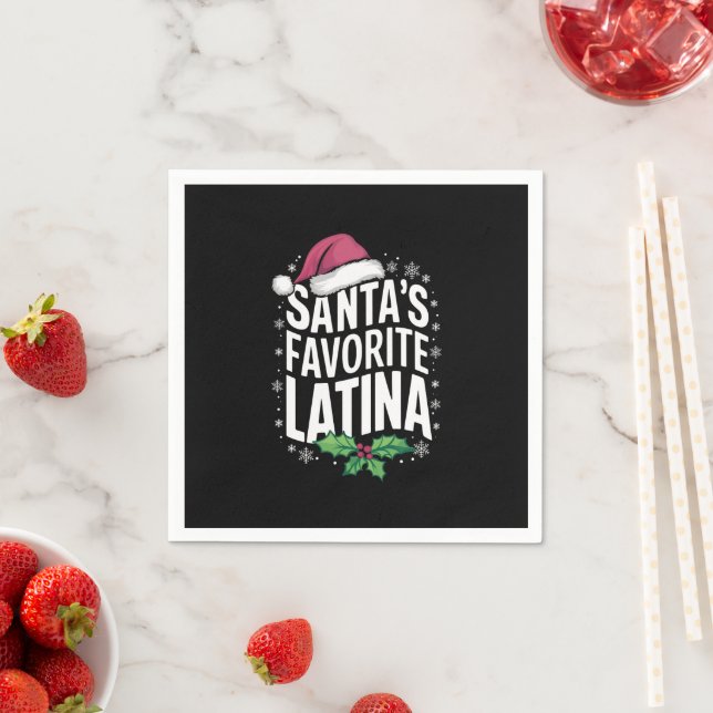 Santa's Favourite Latina Christmas Ugly Xmas Napkin (Insitu)