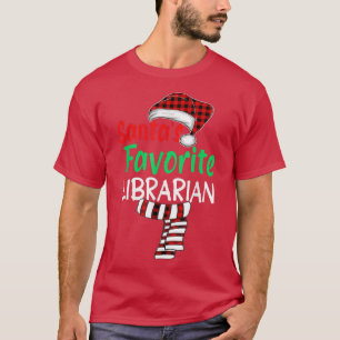 Santa's Favourite Librarian Christmas Santa Red Pl T-Shirt