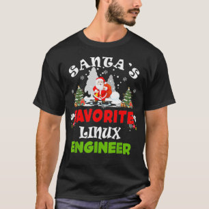 Santas Favourite Linu Engineer Funny Christmas T-Shirt