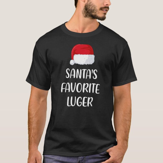 Santas Favourite Luger Christmas  Luge T-Shirt (Front)