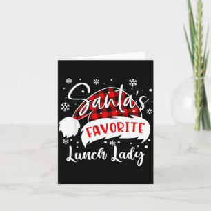 Santas Favourite Lunch Lady Hat Flannel Christmas Card