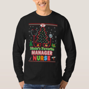 Santa's Favourite Manager Nurse Christmas Tree Ste T-Shirt