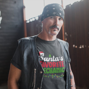 Santa's Favourite Mechanic Christmas Themed T-Shirt
