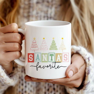 "Santa's Favourite" Modern Pastel Christmas Trees Coffee Mug