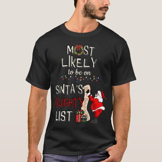 Santa's Favourite Mother Xmas Light Santa Hat Chri T-Shirt (Front)