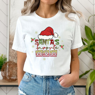 Santa's Favourite Mum T-shirt, Cristmas Mama Gift T-Shirt