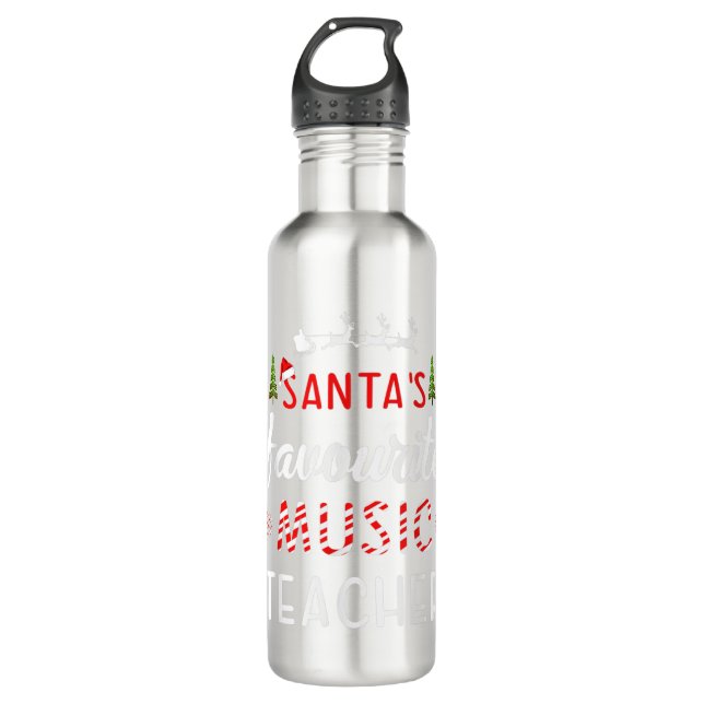 Santa's Favourite Music Teacher Musician Christmas 710 Ml Water Bottle (Front)