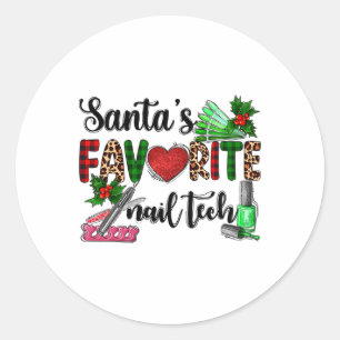 Santa's Favourite Nail Tech Merry Christmas Xmas H Classic Round Sticker