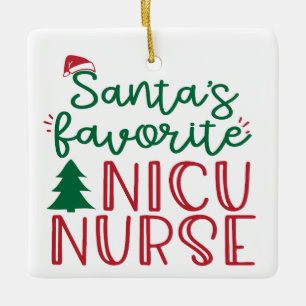 Santa's Favourite NICU Nurse Personalised Ceramic Ornament