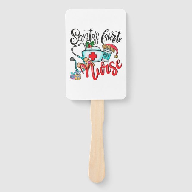 santas favourite nurse  1 hand fan (Front)