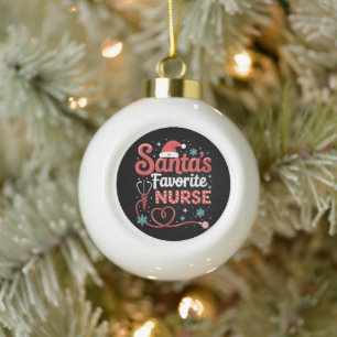 Santa's Favourite Nurse Christmas Ceramic Ball Christmas Ornament