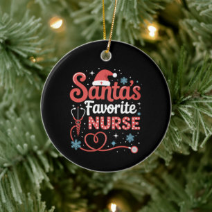 Santa's Favourite Nurse Christmas  Ceramic Tree Decoration