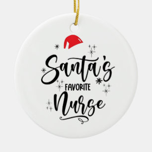 Santa's Favourite Nurse Christmas  Ceramic Tree Decoration