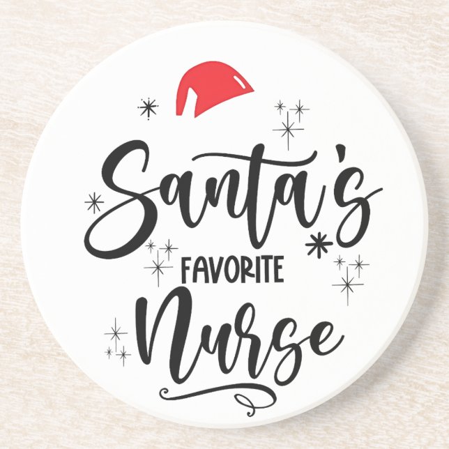 Santa's Favourite Nurse Christmas  Coaster (Front)