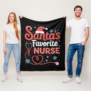 Santa's Favourite Nurse Christmas  Fleece Blanket