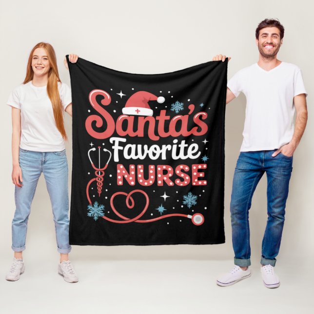 Santa's Favourite Nurse Christmas  Fleece Blanket (In Situ)