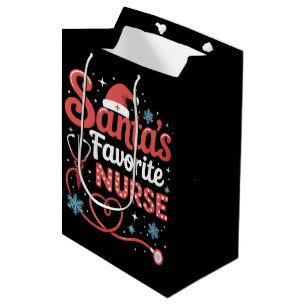 Santa's Favourite Nurse Christmas  Medium Gift Bag