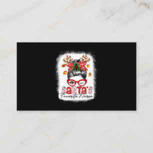 Santas Favourite Nurse Christmas Messy Bun Bleache Business Card