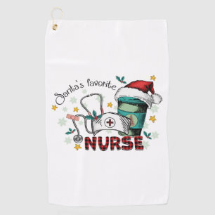 Santa's Favourite Nurse Christmas Mum Nurse Golf Towel