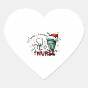 Santa's Favourite Nurse Christmas Mum Nurse   Heart Sticker