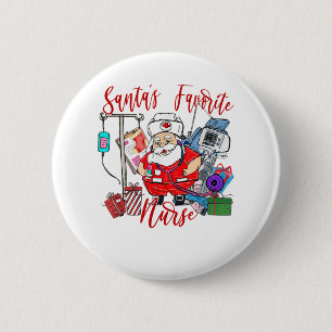 Santa's Favourite Nurse Christmas Nursing Santa Cl 6 Cm Round Badge