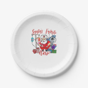 Santa's Favourite Nurse Christmas Nursing Santa Cl Paper Plate