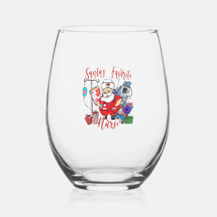 Santa's Favourite Nurse Christmas Nursing Santa Cl Stemless Wine Glass