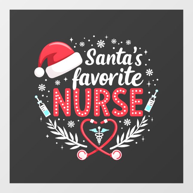 Santa's Favourite Nurse Christmas Nursing  Window Cling (Sheet)