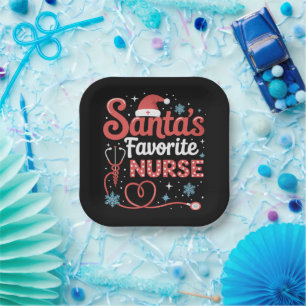 Santa's Favourite Nurse Christmas Paper Plate