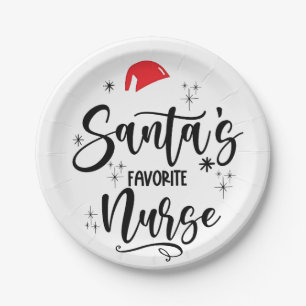 Santa's Favourite Nurse Christmas  Paper Plate