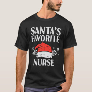 Santas Favourite Nurse Christmas Pyjamas Xmas Pjs  T-Shirt