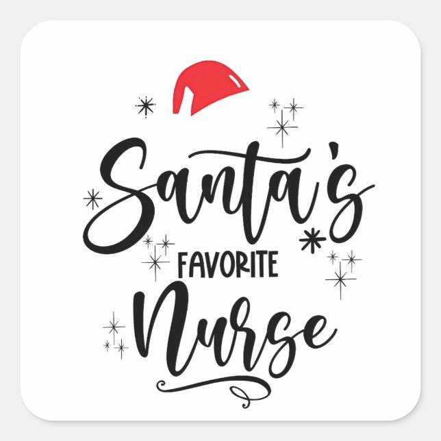 Santa's Favourite Nurse Christmas  Square Sticker (Front)