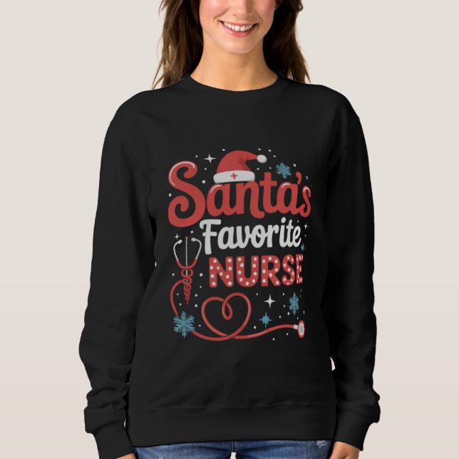 Santa's Favourite Nurse Christmas  Sweatshirt (Front)
