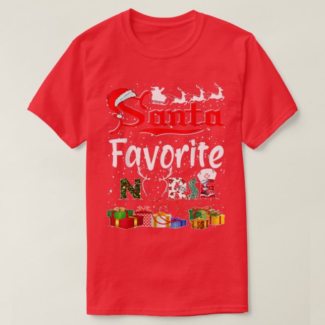 Santas Favourite Nurse Christmas  T-Shirt (Design Front)