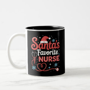Santa's Favourite Nurse Christmas Two-Tone Coffee Mug