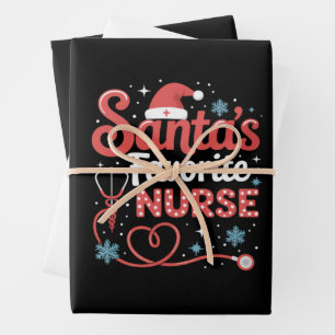 Santa's Favourite Nurse Christmas Wrapping Paper Sheet