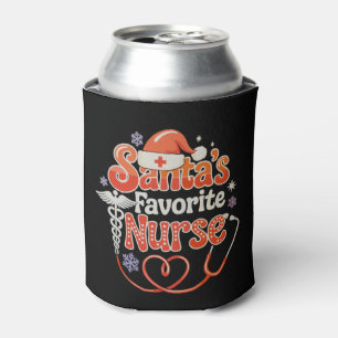 Santa's Favourite Nurse Christmas Xmas Holiday Can Cooler