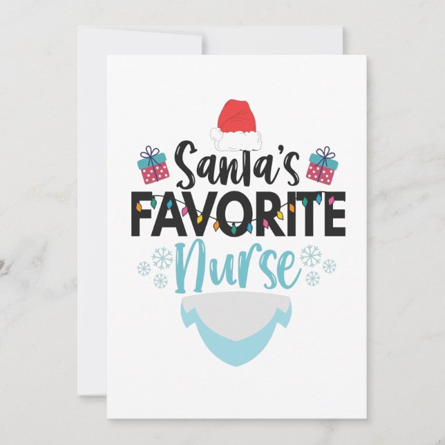 Santa's Favourite Nurse Funny Christmas Nursing Thank You Card (Front)