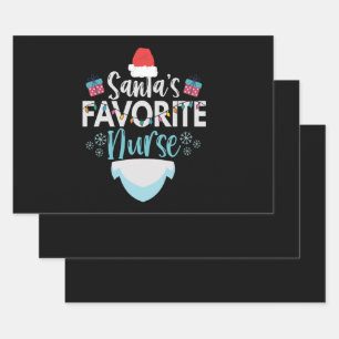 Santa's Favourite Nurse Funny Christmas Nursing Wrapping Paper Sheet